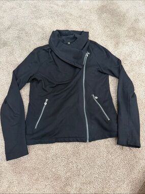 TWISTED HEART Black Asymmetrical Zip up Sweatshirt